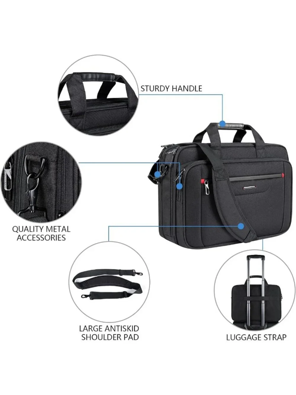 Expandable Waterproof Laptop Briefcase for Travel & Business - 17.3